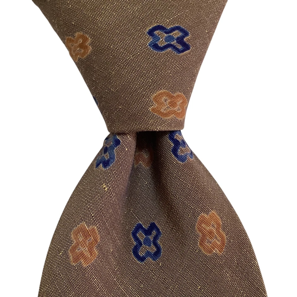 Corbata de hombre ALTEA 100 % seda ITALIA diseñador geométrico marrón/azul/naranja usada en excelente estado Foto 1 de 3
