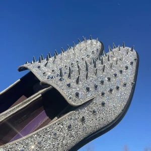Brand New AFTER MIDNIGHT Silver Sparkle Gothic Spike Stud Loafers 12 ❤️blt15m13 - Picture 1 of 11
