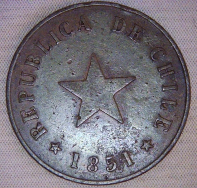Chile 1851 One Centavo - Heaton Mint ? KM #119.2  N# 27146 - Image 1 of 2