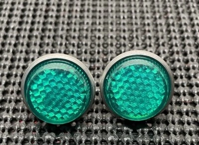 1 Pair Bicycle Wheel Hub Shiner Reflectors Green Vintage Style. ￼ - Image 1 of 2
