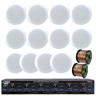 Altavoces de pared Pyle 5,25"" 150 W (cantidad 12), selector de altavoces estéreo/2 cables de altavoz Foto 1 de 4