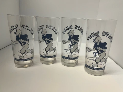 Penn State Nittany Lions Terrace Room Glass Pint Vintage 1978 VTG Set of 4 Cover