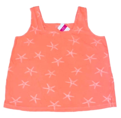 FRESH PRODUCE Large Sunset Orange $49 Starfish Jersey Cotton Boxy Tank Top NWT L - Image 1 of 4