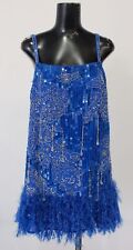 ASOS Women's Floral Sequin Bead Faux-Feather Hem Mini Dress LV5 Bright Blue US:8