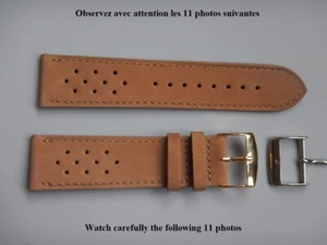18 20 22 mm SOLIDE BRACELET CUIR VACHETTE VÉRITABLE NUBUCK BEIGE RACING RALLYE - Imagen 1 de 47