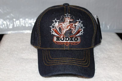 GORRA DE BÉISBOL DE RODEO VAQUERO CABALGANDO CABALLO HERRADURA ESTRELLAS ESTRELLAS Foto 1 de 2