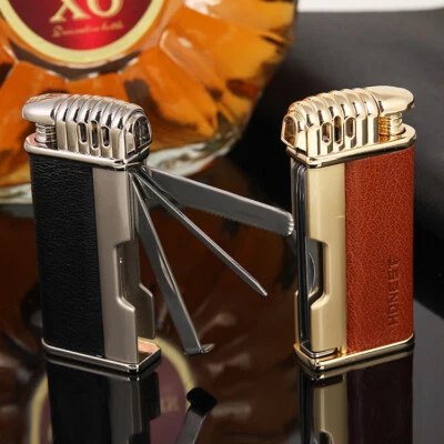 HONEST LIGHTERS Pipa de tabaco encendedor de cigarrillos herramientas de metal en ángulo llama suave gas butano regalos
