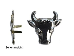 4 Stk. Blechabzeichen Motiv "Ochsenkopf" Metall vernickelt 40x40mm - Nr. A 99 - Bild 1 von 1