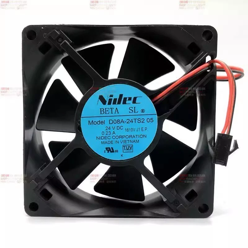 NIDEC D08A-24TS2 05 DC24V 0.23A 80*80*25MM 2-pin Inverter Cooling Fan - Image 1 of 1
