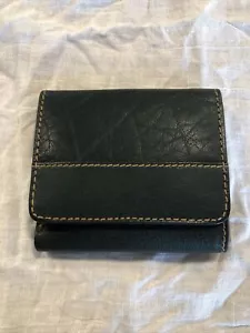 Vintage Neu mit Etikett North East Leather Company grün zweifach faltbare Geldbörse Portemonnaie - Bild 1 von 10