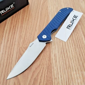 RUIKE P123 Linerlock Folding Knife 3.75" 14C28N Steel Blade Blue Micarta Handle - Picture 1 of 11