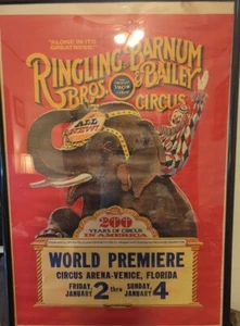 Ringling Bros & Barnum Bailey Circus Clown Rides Elephant Original Poster 76 🐘  - Picture 1 of 9