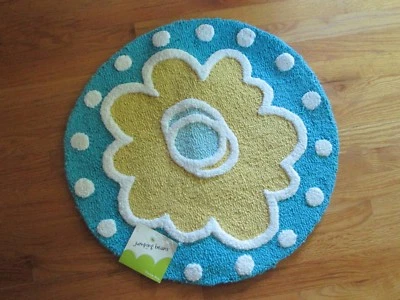 Alfombra Jumping Frijoles Acento 100% Algodón Diseño Flor Margarita 24" Diámetro Nueva con Etiquetas Foto 1 de 4