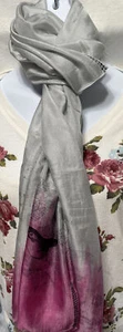 NWT Promod Muslim Silky Soft Chiffon Scarf Grey & Pink made in India - Picture 1 of 6