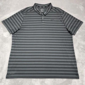 Camisa polo de golf Nike para hombre 2XL gris negra Dri-Fit a rayas rendimiento golf - Imagen 1 de 12