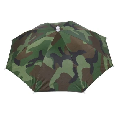 53cm Diameter Green Camouflage Cover Rain Sun Umbrella Hat for Fishing Foto 1 de 3
