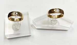 Vintage Artcarved 14K Gold 11g, His & Hers Celestial Wedding Bands/Set  Sz 9/6.5 - Picture 1 of 6