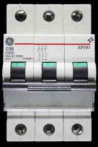 GENERAL ELECTRIC 50 AMP CURVE C 10kA TRIPLE POLE MCB CIRCUIT BREAKER EP103 - Picture 1 of 6