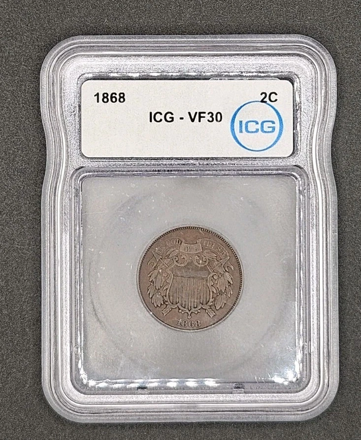1868 Two Cent Piece | ICG VF30 - Image 1 of 4