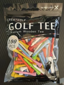 Crestgolf Professional 2-1/8" Premium Holz Golf Tees 100 Stück gemischte Farben - Bild 1 von 2