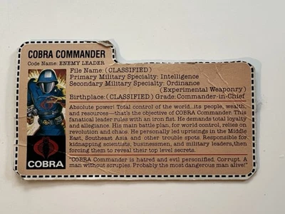 GI Joe ARAH 1983 Cobra Commander  - Only Filecard USA - Image 1 of 4
