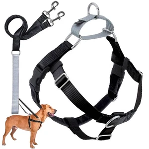 No Pull Dog Harness Xl Black Adjustable Anti Pull Training With Velvet Lining - Picture 1 of 6