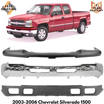 Front Bumper Chrome & Valance Kit For 2003-2006 Chevy Silverado 2500 HD 3500 Hd Foto 1 de 4