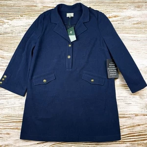 Tuckernuck Navy Blue Malia Mini Dress Gold Button Women's Size X Large New - Picture 1 of 8