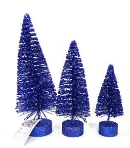 Albero di Natale Artificiale Ovale Glitter Blu Vickerman 5/7/9 - Confezione da 3 - Foto 1 di 4