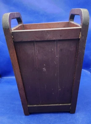 Cesta de basura vintage de madera MCM con asas Foto 1 de 4