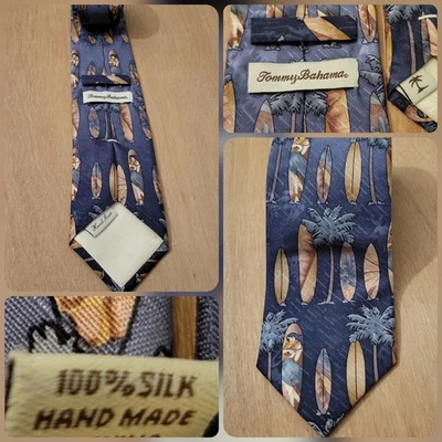 Corbata Tommy Bahama 100 % seda mujer hawaiana y tabla de surf estampado hoja de palma resort Foto 1 de 4