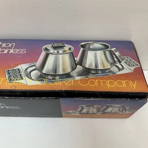Vintage MCM International Silver Fashion Stainless Sugar & Creamer #8000 NEW NOS - Picture 1 of 10