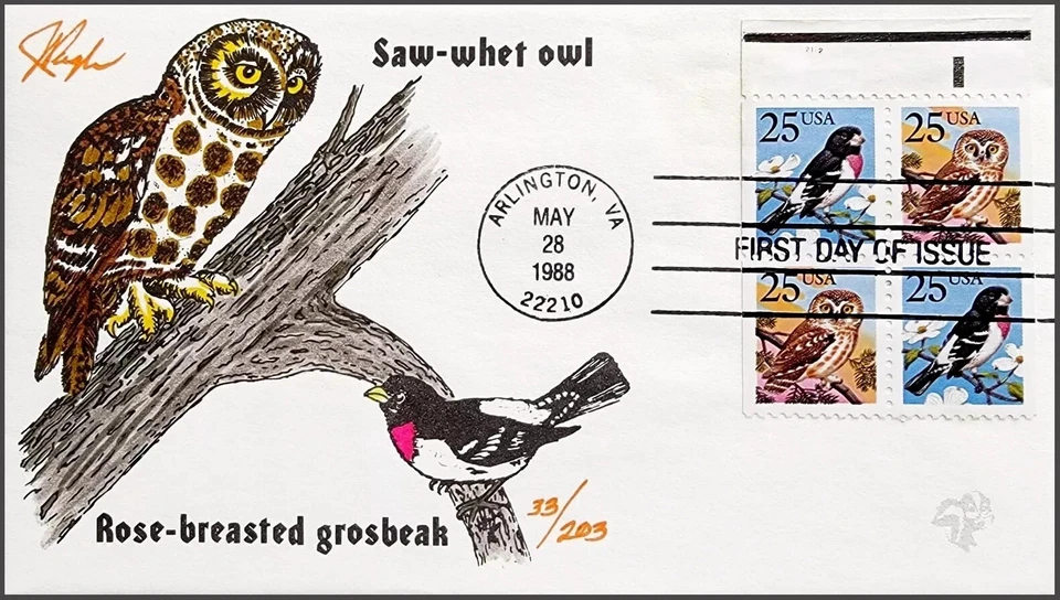 JulianPugh 25cent block hand painted FDC signed and numbered - Image 1 of 1