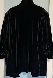 Damen Vintage Evri vorne offen schwarz Samt Blazer geraffte Ärmel Größe 3X neu - Bild 1 von 8