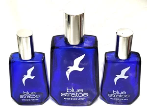 Vintage Cobalt Glass Blue EMPTY Stratos After Shave Lotion & Cologne By Shulton - Picture 1 of 2