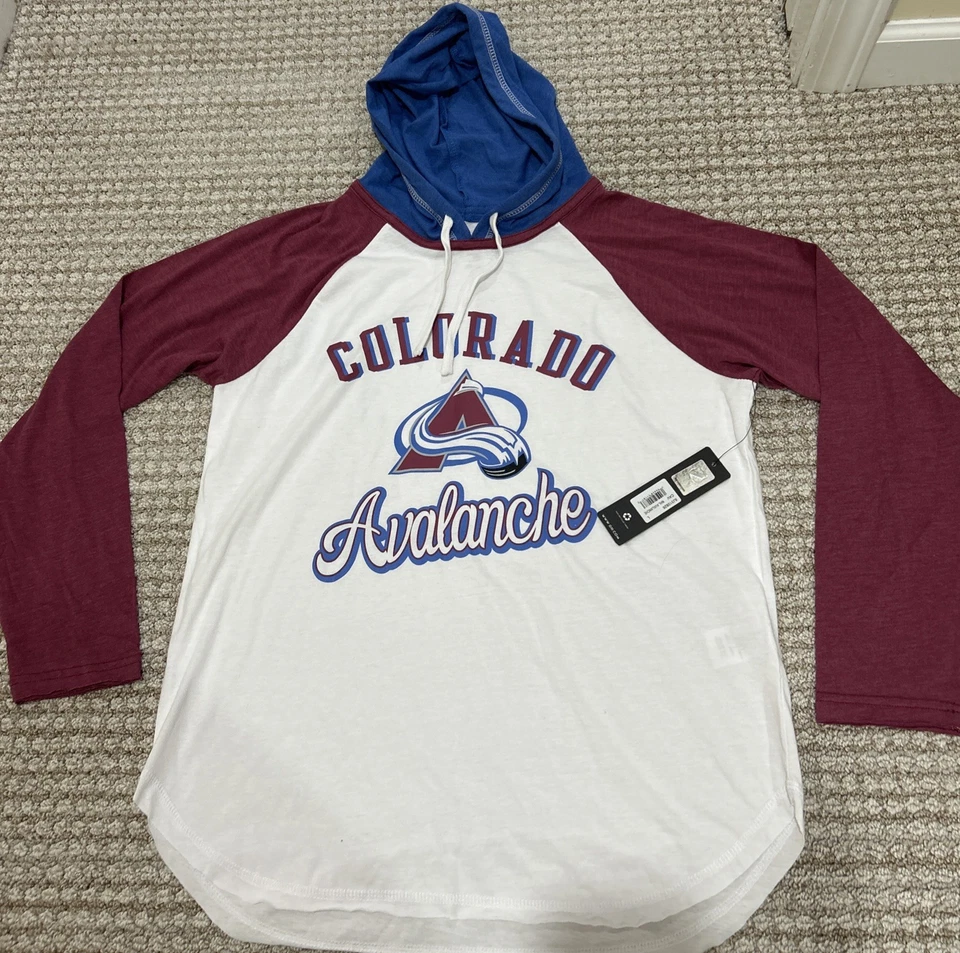 Colorado Avalanche Women’s Long Sleeve Large Hooded T-shirt G-III 4her NWT - Image 1 of 4