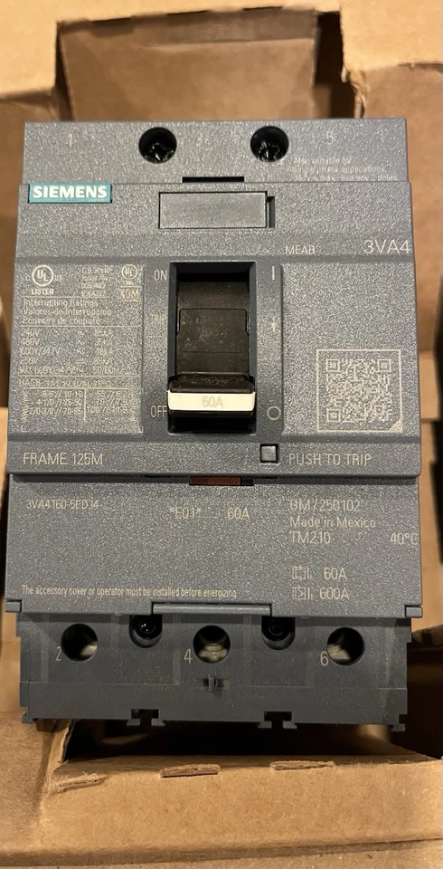 Siemens 3VA4160-5ED34-0AA0 Circuit Breaker 3p/60a 480V 35kA - Image 1 of 4