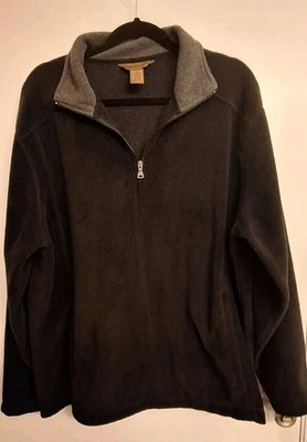 De Colección St. John's Bay Para Hombre Cuarto Cremallera Pullover Vintage Chaqueta Polar Negra Grande Foto 1 de 4