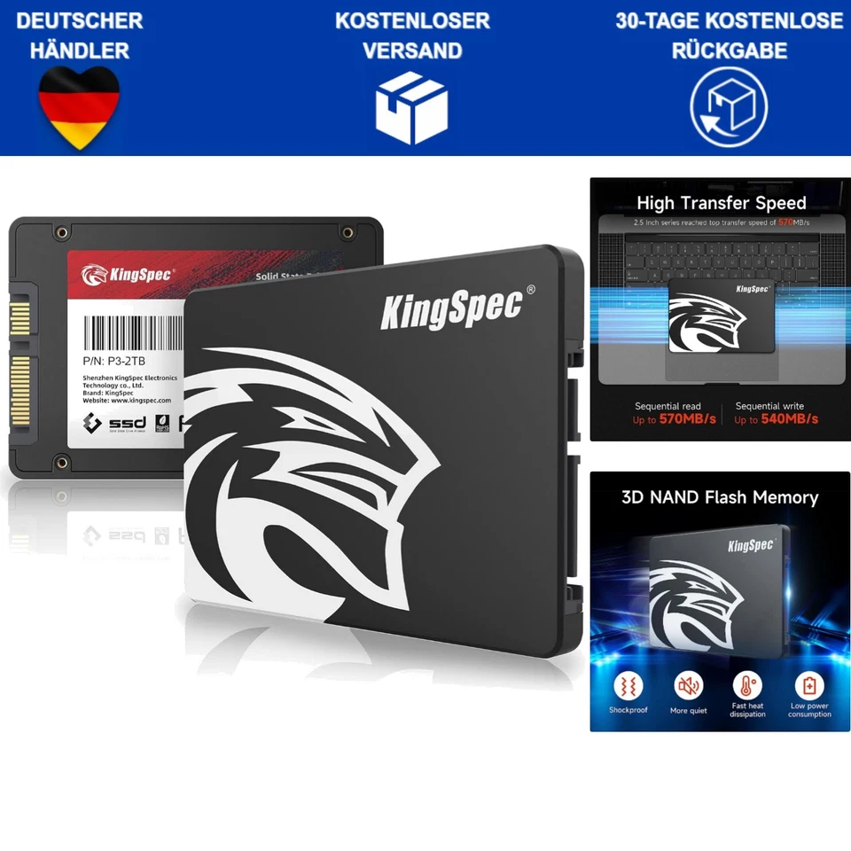 2.5 Zoll SATA SSD 2TB Internes Solid State Laufwerk hohe Geschwindigkeit - Bild 1 von 4