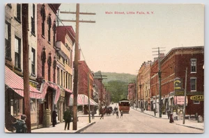 Postkarte New York Main Street Szene Little Falls New York unbespielt geteilte Rückseite - Bild 1 von 2
