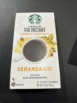 6)STARBUCKS VIA INSTANT BLONDE ROAST VERANDA BLEND 100% ARABICA  12 PKS. IN BOX - Image 1 of 4
