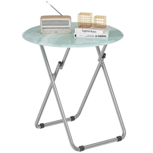 Fleecy Day klappbare TV-Tabletts, runder Tabletttisch, kleiner klappbarer Tisch mit Licht... - Bild 1 von 7