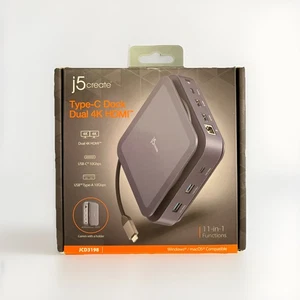 NEW j5create Type-C Dock Dual 4K HDMI JCD3198 with holder - Free Shipping (New) - Picture 1 of 3