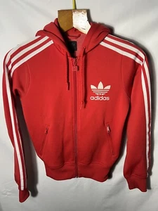 Adidas Capucha Sudadera Chándal Rojo Blanco TALLA S Mujer Deporte Top Chaqueta - Imagen 1 de 7