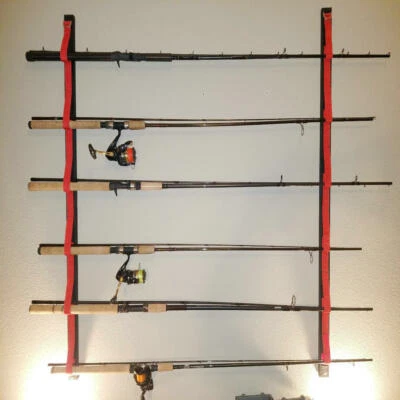 Overhead or Wall Fishing Rod Rack, 49" long Wall Mount Holder Horizontal Pole  - Image 1 of 4