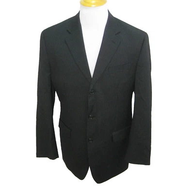 MICHAEL KORS Hombre (Talla 40R) Negro 2 Botones 100% Lana Abrigo Deportivo Traje Chaqueta Foto 1 de 4