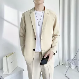 Giacca tuta casual uomo d'affari blazer formale abito da gentiluomo cappotto due bottoni - Foto 1 di 15