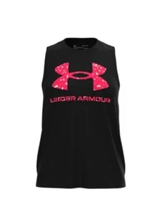 Under Armour - Women's Sportstyle Loose Graphic Tank Top, Black With Pink - new - Picture 1 of 7
