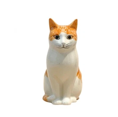 6in Vase Pot Ceramic Orange White Cat Figurine Flower Succulent Animal Home Deco - Image 1 of 4
