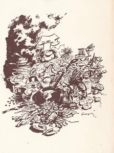 Franquin carte promo restaurant Chez Lagaffe a Bruxelles années 80 - Picture 1 of 2